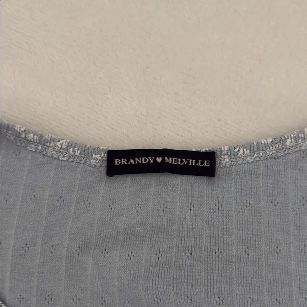 Brandy Melville Light Blue Floral Button-Up Blouse - Picture 2 of 4